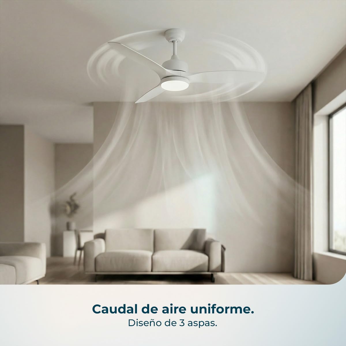 Cecotec Ventilador de Techo con Luz EnergySilence Aero 452 QuickSnap White. 30W, Motor DC, Diámetro 52" (132cm), 3 Aspas, 3 Tonos LED, Mando a Distancia, Temporizador, Montaje Rápido con un “Click” | Fernbedienung, Timer bis 8 Std., 6 Geschwindigkeitsstuf