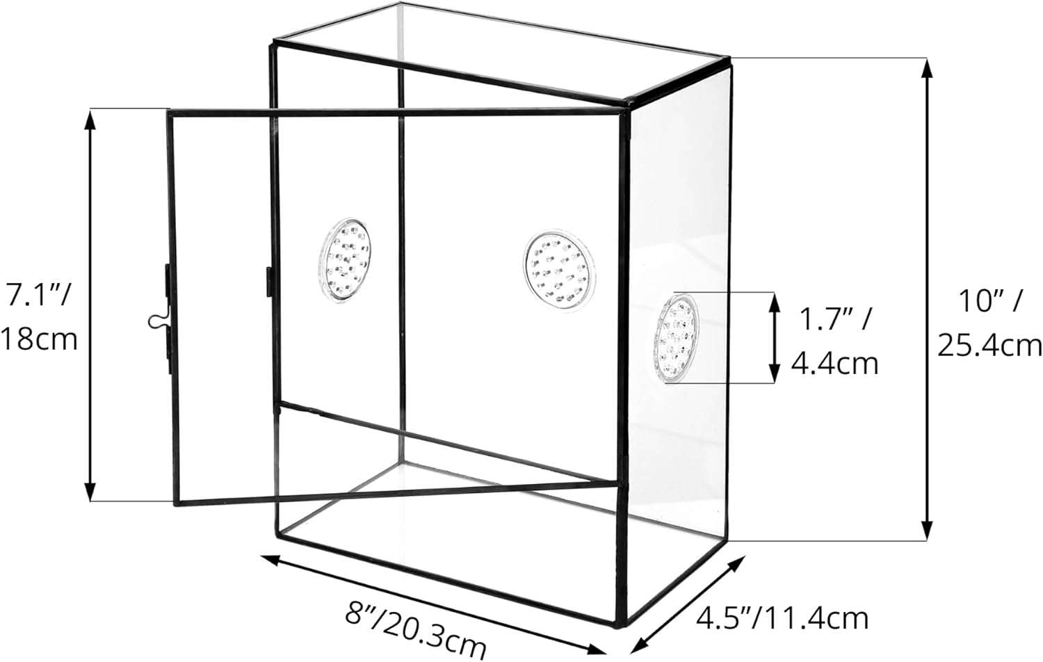 NCYP Glass Terrarium with Front Opening Door and 3 Vents for Insects, Snail, Spider, Glass Enclosure - 8"x4.5"x10" Clear Closed Plant Greenhouse Box (Terrarium Only)