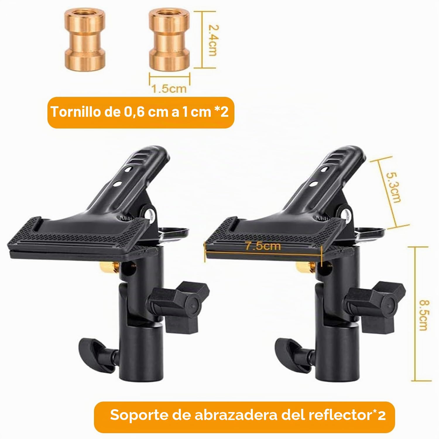 UTEBIT 2-Paquetes Soporte de Reflector Plegable para Estudio Fotográfico Soporte de Abrazadera de Metal con Tornillo Hembra de 1/4 "a 3/8" para Reflector Redondo, Fondo y Soporte de Luz