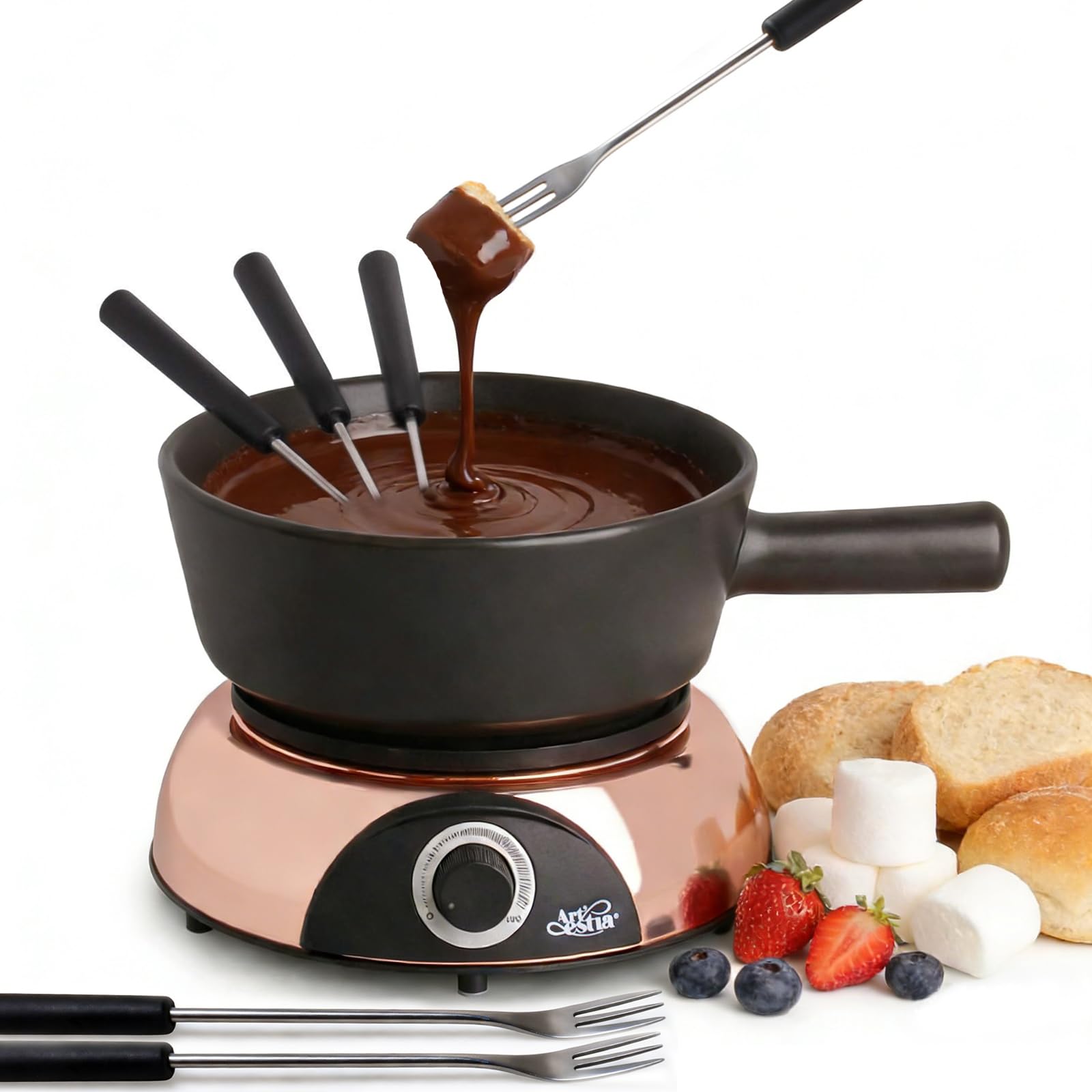 Artestia Electric Dip Warmer & Fondue Pot with Adjustable Temperature – Multi-Purpose Cheese Dip, Queso, Nacho Cheese Sauce, Gravy, Broth Fondue & Hot Fudge Warmer for Parties (Black)