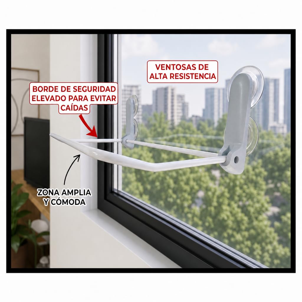 FR3® Hamaca para Gatos Ventana con Seguridad Reforzada | Cama Colgante con 6 Ventosas de Alta Resistencia y Barras Anti-Deslizamiento | Incluye 2 Fundas Reversibles Invierno/Verano y Juguete