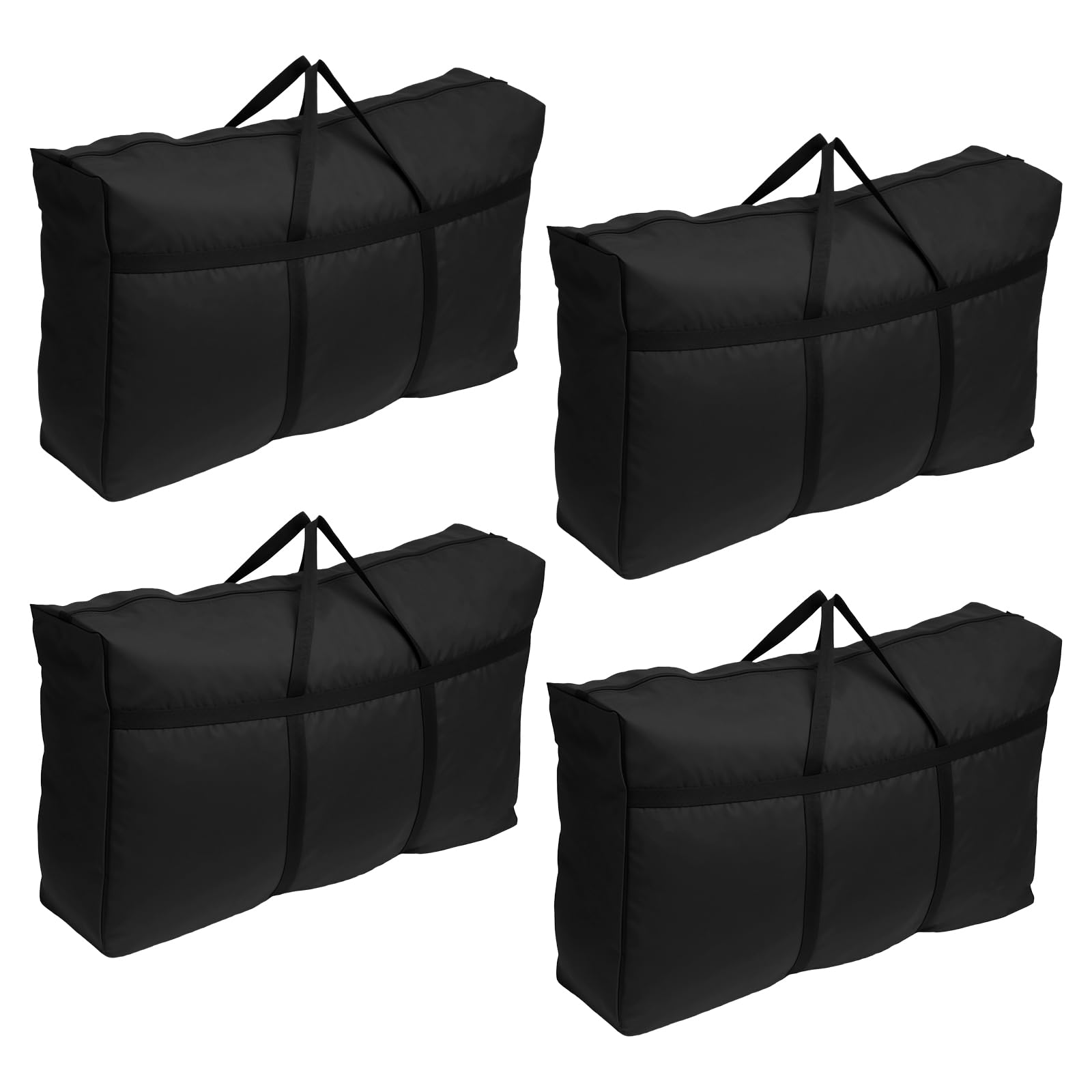 Nzwbshssp Black 4 Pack 180L Extra Large Luggage Packing Bags Moving Boxes Heavy Duty Oxford Storage Bags With Handle For Moving Strong Clothes Beddings Bag With Zipper For Household Dorm