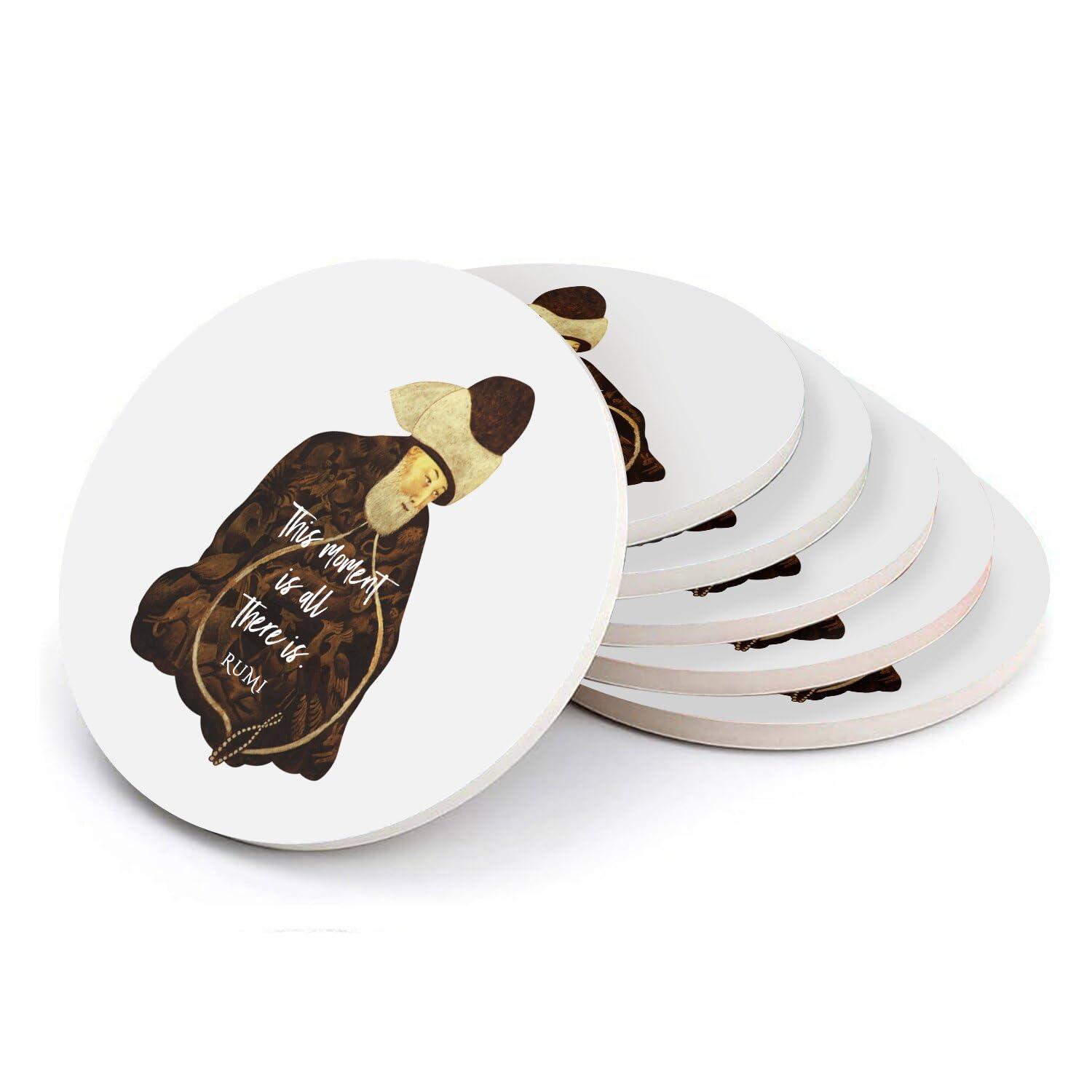 Sous-verres ronds en céramique de 10cm set de 6 pour décoration méditation