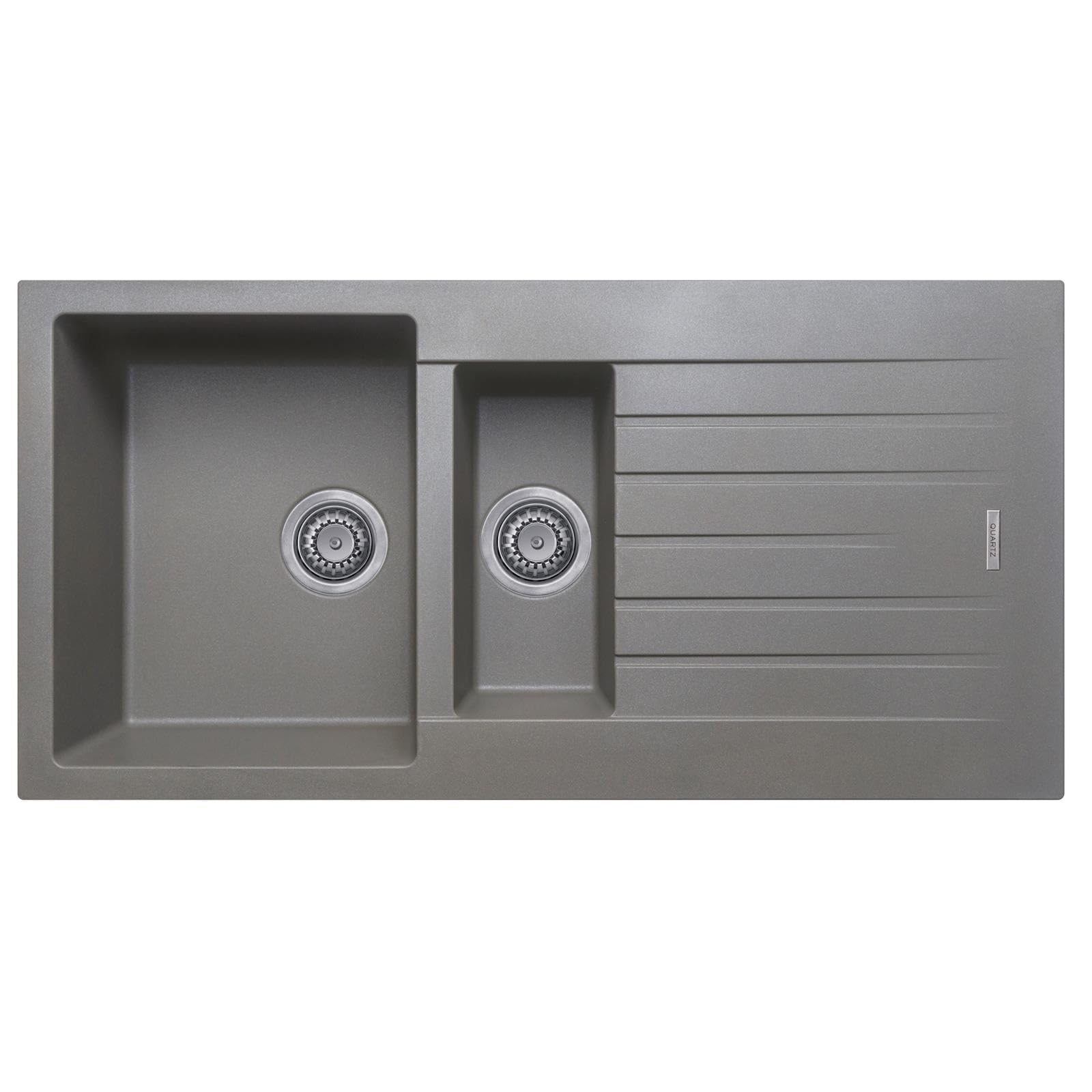 Liquida Grey Lg150gr 1.5 Bowl Granite Reversible Inset Kitchen Sink With Waste