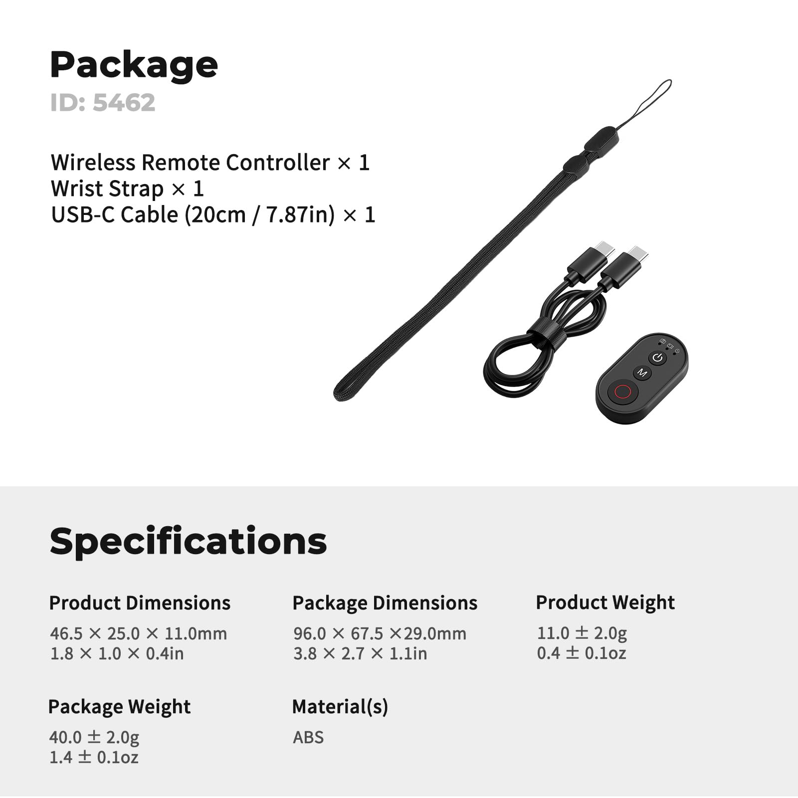 SMALLRIG Wireless Remote Controller für Action-Kameras & Smartphones, 30 m Reichweite, für GoPro HERO13/12/11, für DJI Osmo Action 6/5 Pro, für Insta360 X5/X4, für iPhone 16/15-5462