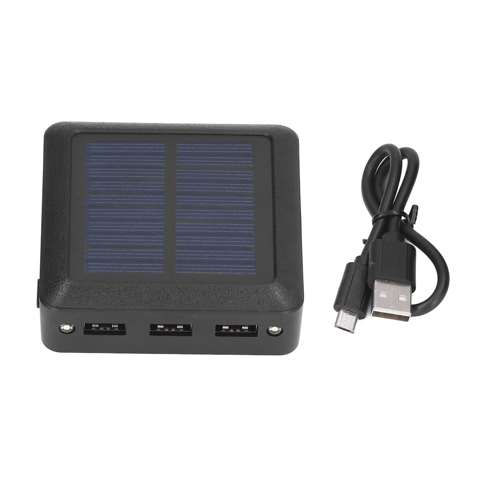 Banque d'énergie Solaire Mini Chargeur de Téléphone Solaire en Plastique 10 000 MAh 3 Sorties USB Double Entrée avec 2 Lumières LED Taille Compacte pour Le Camping Pêche Voyage Utilisateurs en