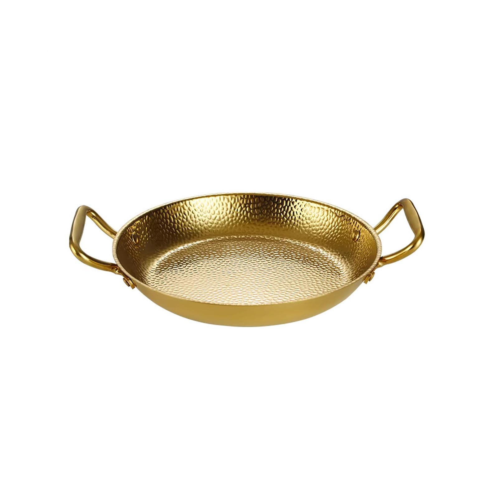 TQUXNGA Double Handle Stainless Steel Paella Pan with Hammered Finish Kitchen Cookware for Home Cooking and Parties Hammered Texture Pan