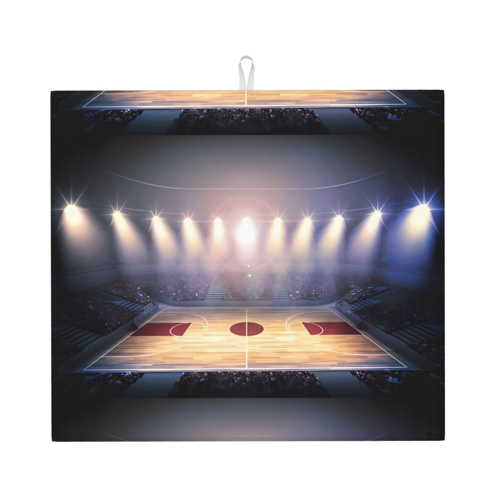 HJFCZH Basketball Arena Prints Kitchen Drying Mat – Absorbent Microfiber Throw for Dishes, Non-Slip Counter Cover, Quick-Drying Layer with Fade-Resistant Print
