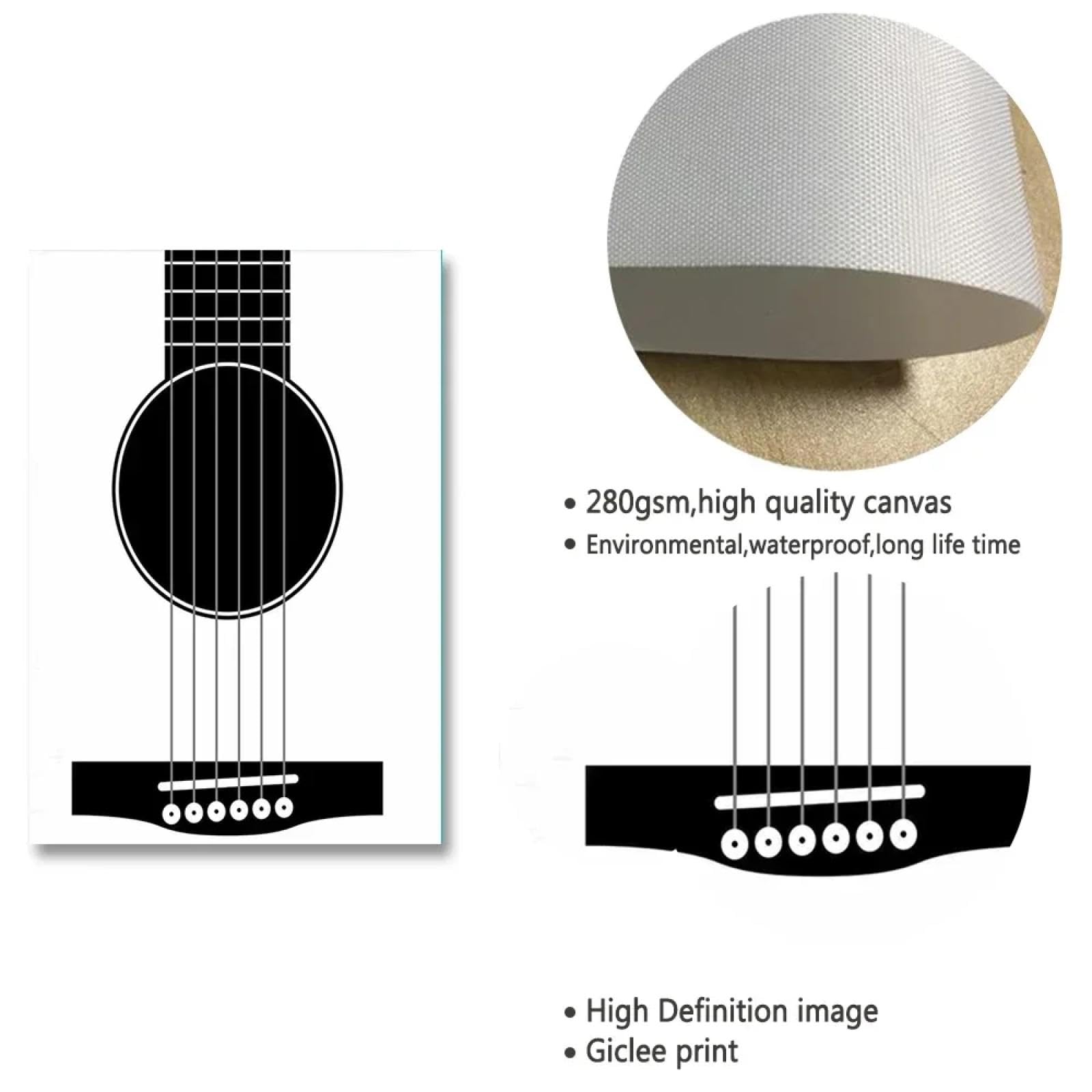 AINIBPO Galleria di musica per amanti delle stampe artistiche su tela Strumenti musicali Poster minimalisti Dipinti per soggiorno Decorazione per la casa 60x90cmx3 Senza cornice