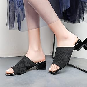 Amazon.com | KOKOMOMO Womens Mesh Stretch Knit Square Toe