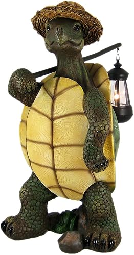 Divertida tortuga campestre con estatua de linterna para exteriores