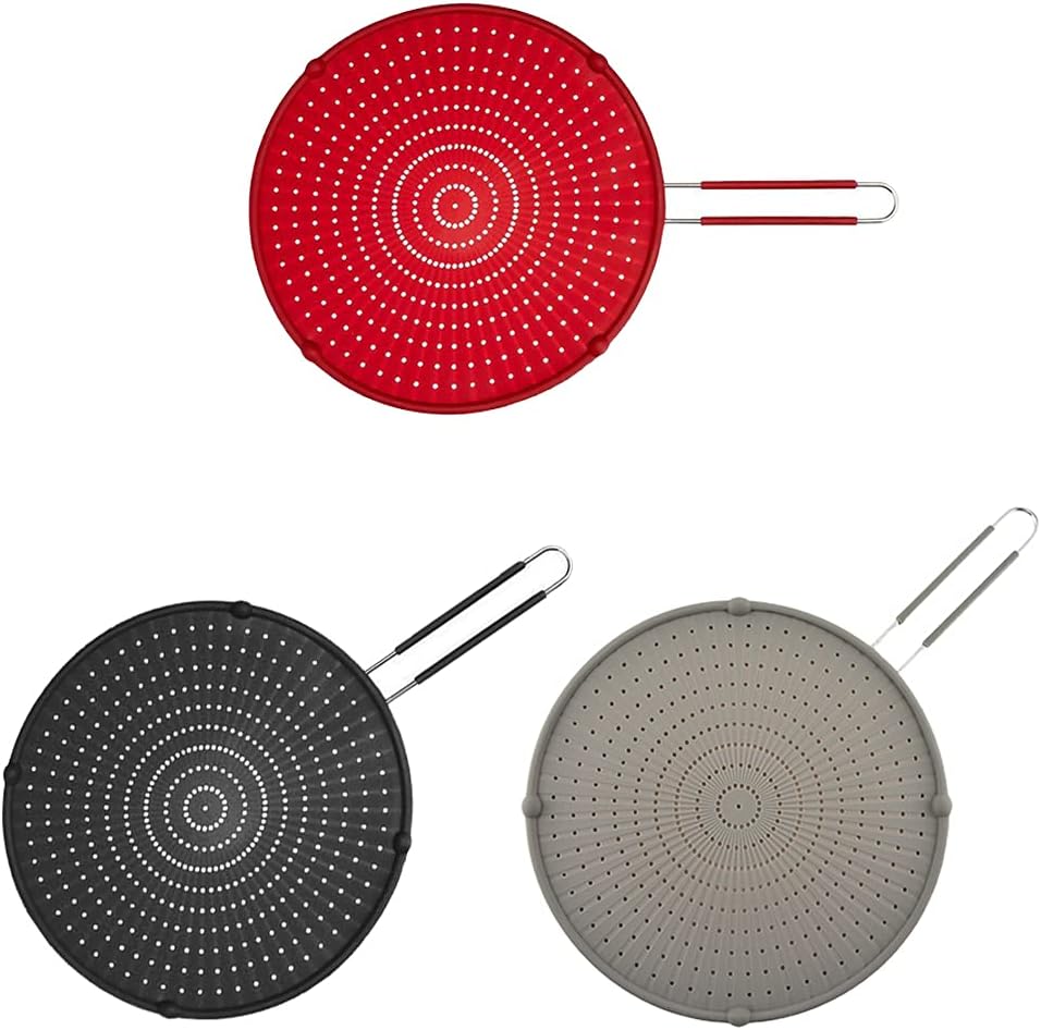 Silicone Splatter Screen Guard Nonstick Oil Grease Pan Lid Cover Strainer Drain Board Frying Pot Mat
