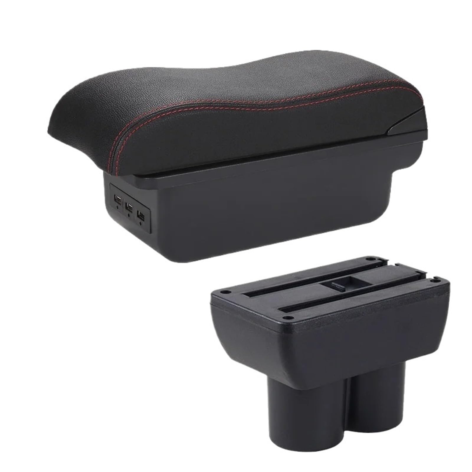Umdjju B1 Black Red 3Usb For Suzuki For Jimny Jb23 Jb43 1999-2017 Retrofit Parts Storage Box Interior Details Car Accessorie Car Centre Console Armrest Box(B1 Black Red 3Usb)