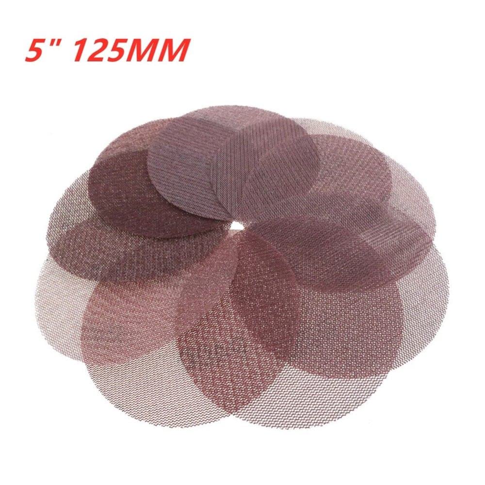 Fogli abrasivi in rete, Confezione da 25 dischi abrasivi a rete 5 pollici e 125 mm, con gancio anello, antipolvere, grana 80-600(150)