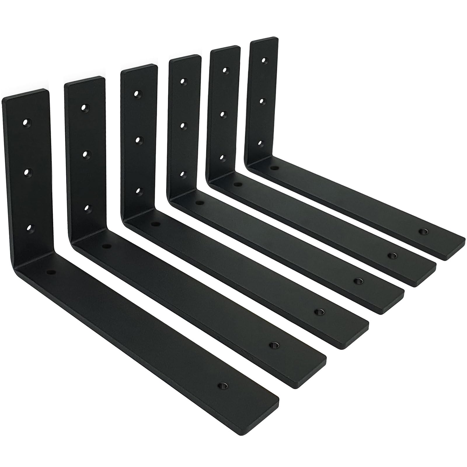 MLOQI 6 Piezas Escuadras para Estanterias, Soportes para Estantes, Escuadras Metalicas de L, Grueso de 5 mm con Tornillos Capacidad de Carga 50 kg (30 cm)