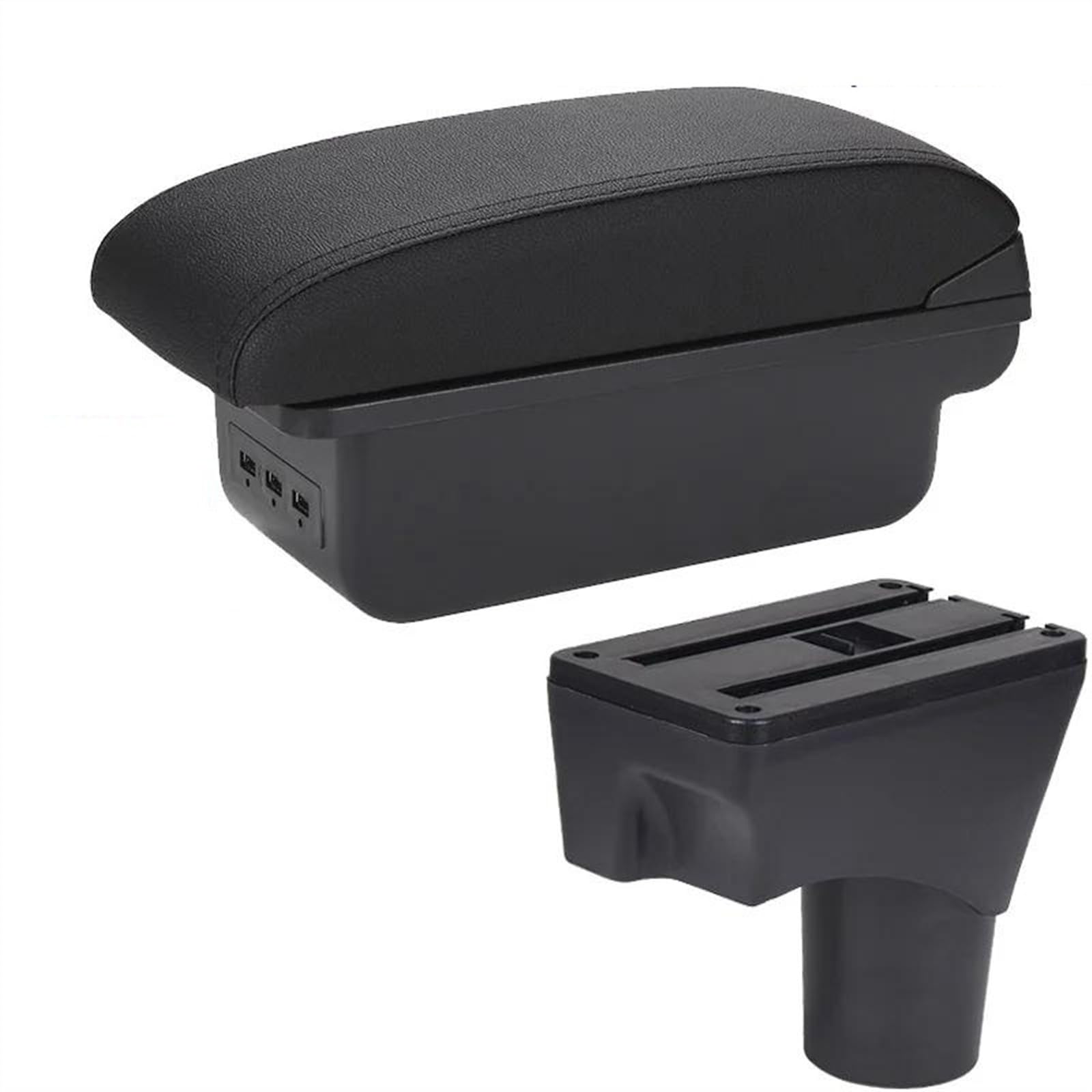 NOHEEU Car Armrest Box Storage Retrofit Parts Accessories For Sunny For March For Micra K13 2010-2022(B2 Black line 3USB)