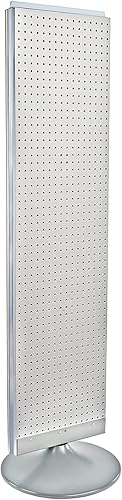 Azar Displays 700440-WHT, EXPOSITOR DE PISO DE PEGBOARD DE DOS CARAS BASE DE ESTUDIO REVOLVANTE REDONDO TAMAÑO DEL PANEL 16" W X 60" H, Blanco