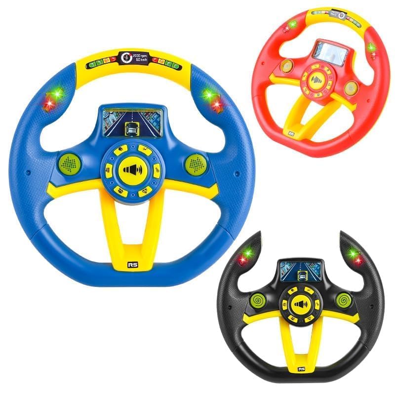 Image of Kids Driving Steering Wheel Funny Interactive Driving Wheel with Music (BLUE)