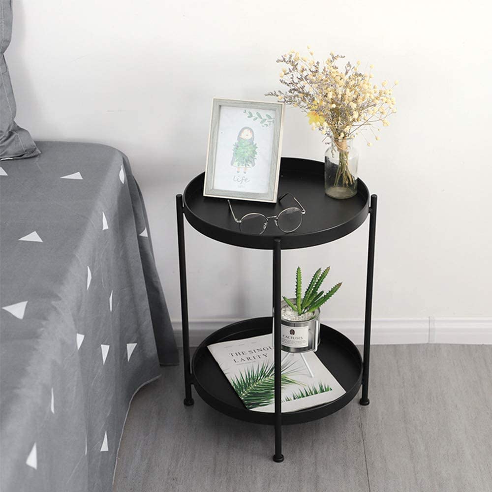 NEON CRAFTS End Table,Folding Metal Side Table Coffee Table Sofa Side Table for Living Room Bedroom Balcony and Office (Colour-Black-2) (B0BG3FP37V) Amazon Price History, Amazon Price Tracker