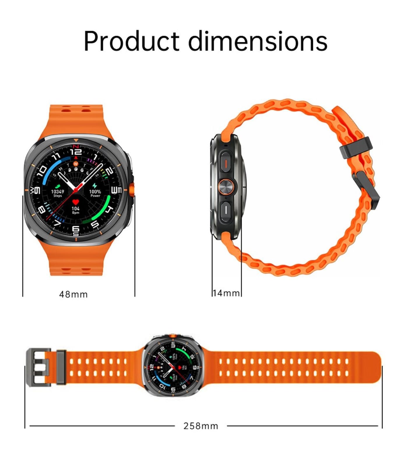 Smartwatch 5G da uomo e donna con display AMOLED da 1,6 pollici, GPS, cardiofrequenzimetro, batteria 1480 mAh, fotocamera girevole, quadranti multipli, Android 9.0