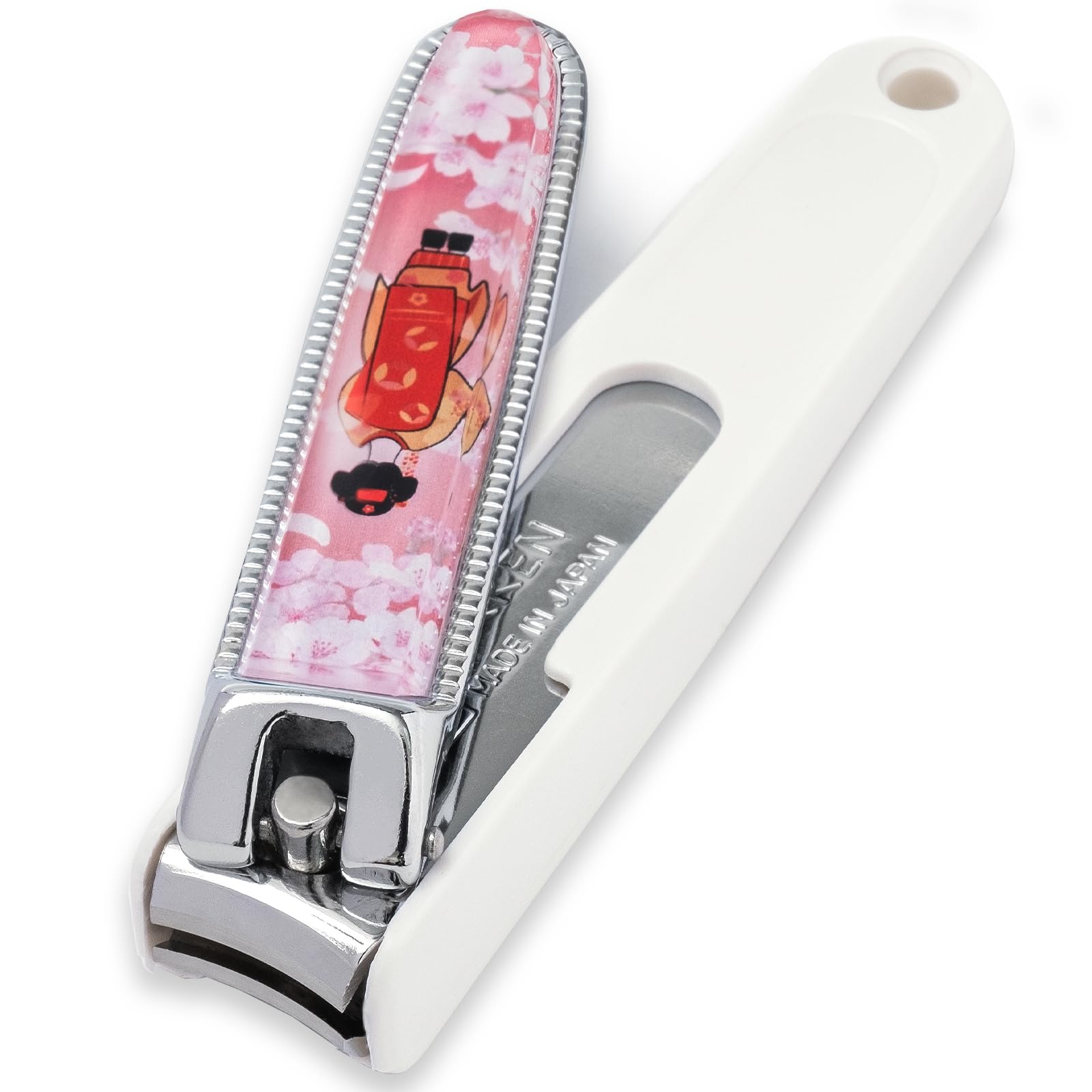 Wablade Japanese Nail Clipper with Curved Precision Blade, Carbon Steel Made in Seki Japan, Splash-Resistant Nail Catcher with File, Elegant Mt. Fuji