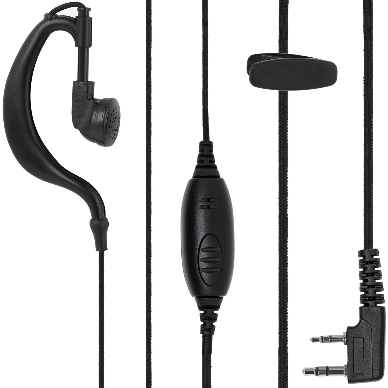 Walkie Talkie, auricolari con microfono e pulsante PTT, cavo rinforzato, connettore a 2 pin, cuffie radio bidirezionali per Walkie talkie Baofeng UV-5R, UV-82, BF-F8HP, confezione da 4