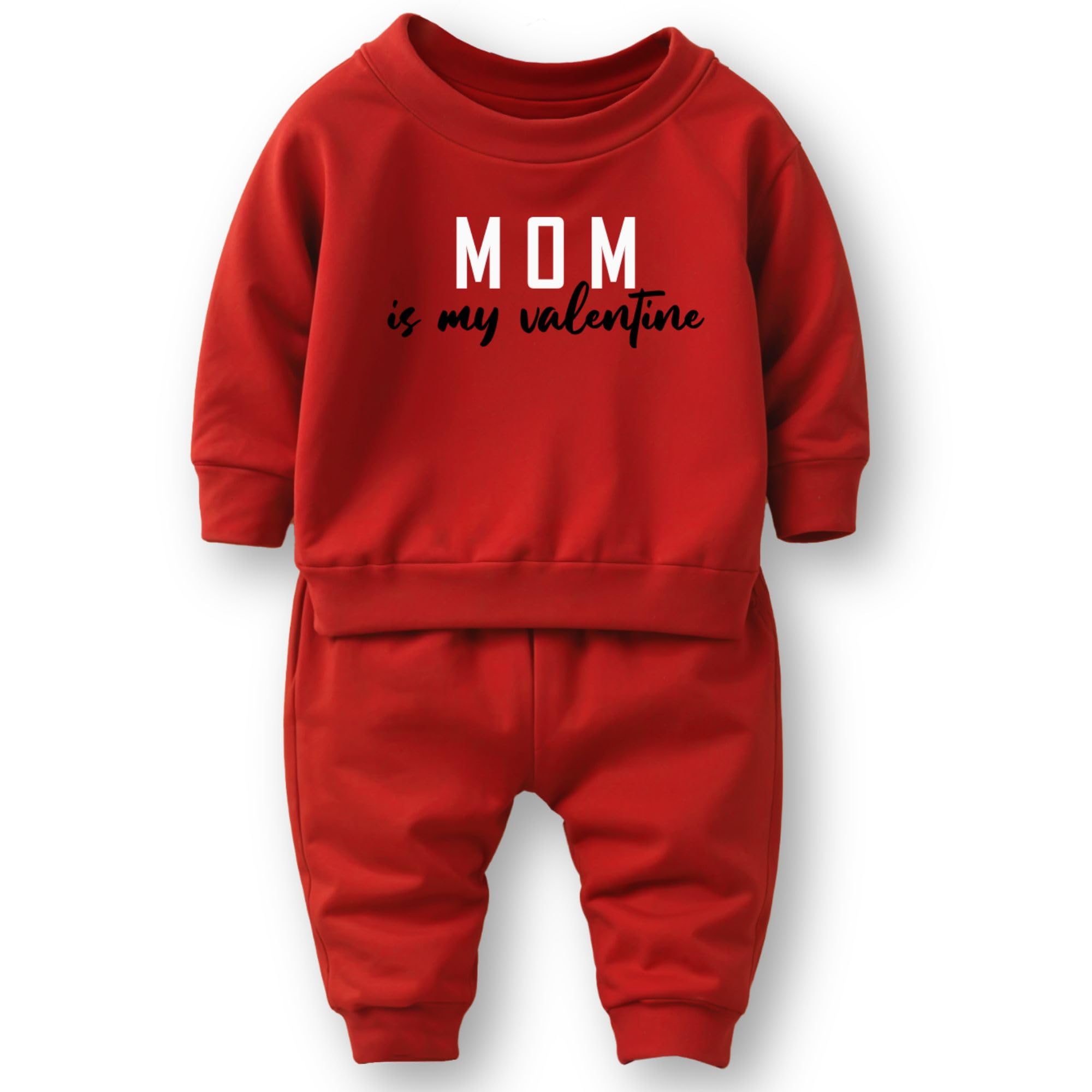 minicult Cotton Kids Coordinated Sweatshirt and Pant Set with Valentine's Day Prints.