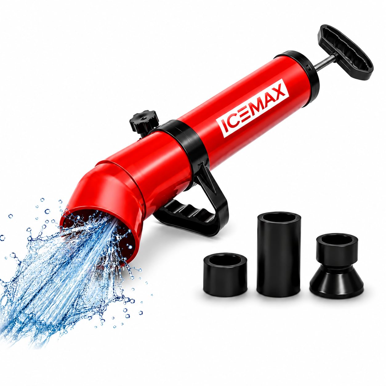 ICEMAX® Déboucheur canalisation WC EVIER DOUCHE avec 3 têtes Marque Francaise I déboucheur wc I déboucheur canalisation professionnel I deboucheur canalisation haute pression I Ventouse déboucheur