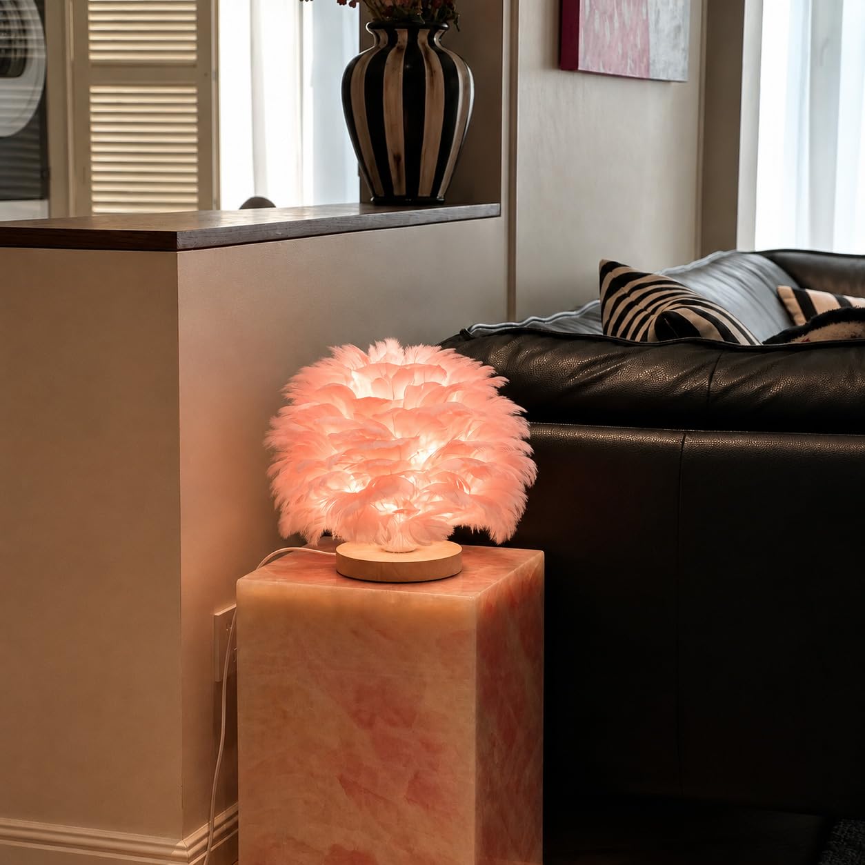Pióro lampka nocna pióro lampka nocna klosz prosty i elegancki pióro stół światło biurko klosz do salonu, sypialni, jadalni
