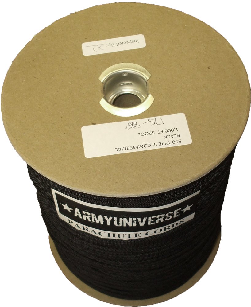 Olive Drab Nylon 550LB 7 Strand Military Paracord Rope Spool USA Made 1000'