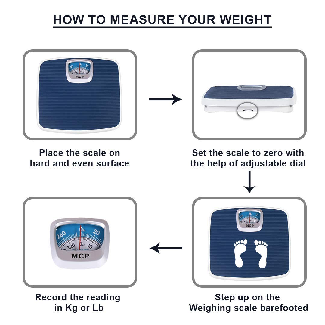 MCP Weight Machine Analogue Mechanical 130 Kg Weighing Scale with Anti-slip Surface (Blue) - Image 2 thumbnail