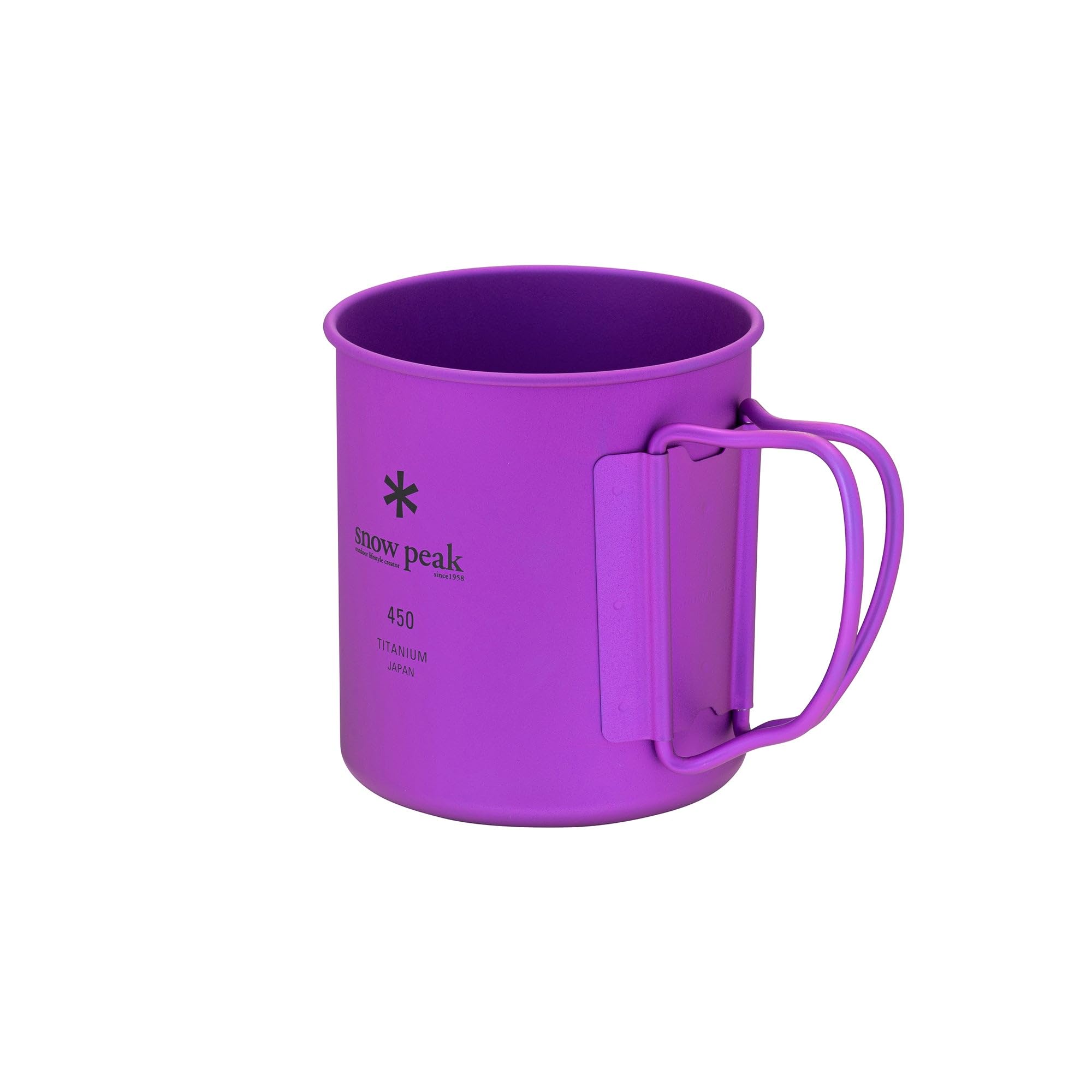 Snow Peak Ti Single Wall 450 Tasse légère et compacte avec poignées pliables Violet