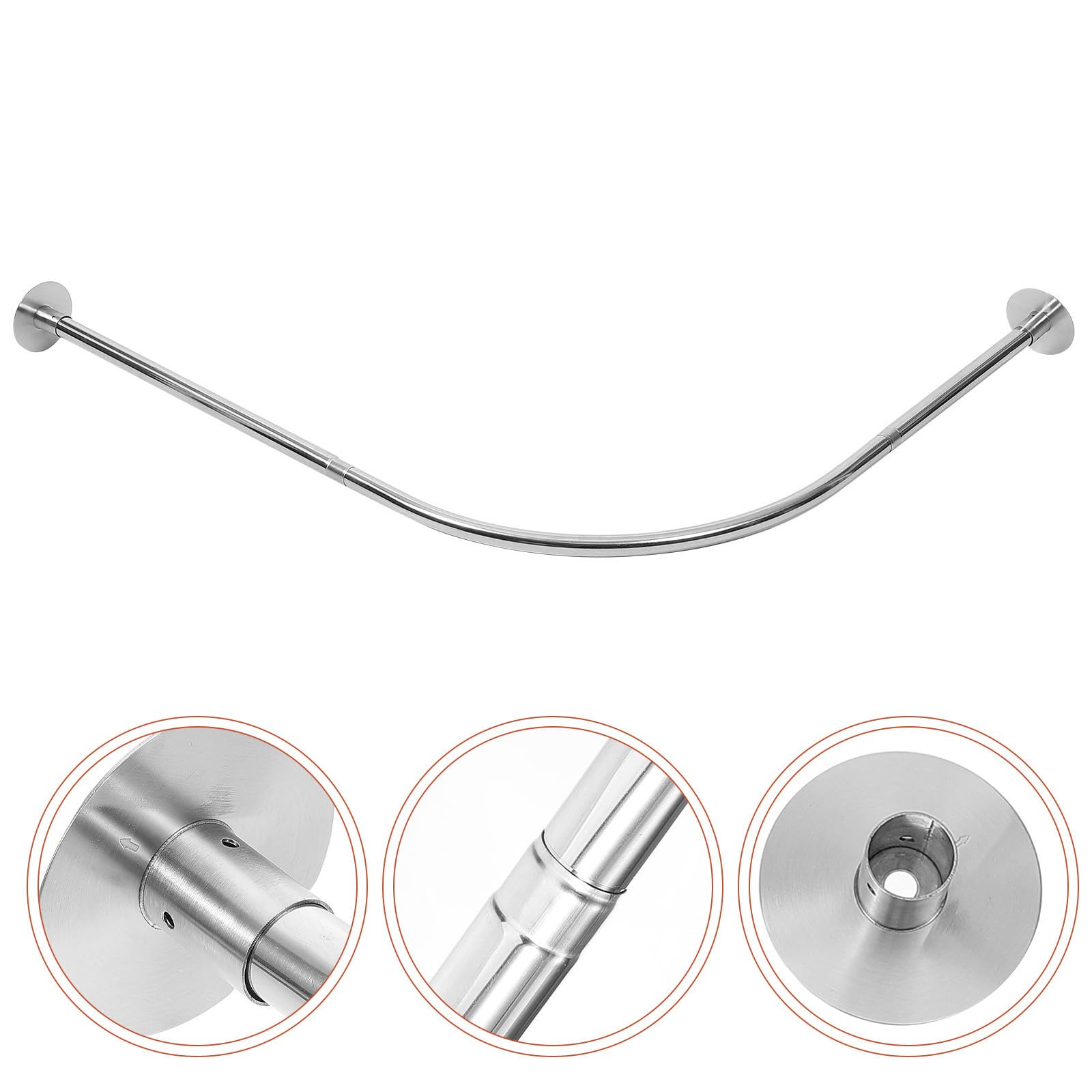 BESTOYARD Barra 70-95 Extensible Ducha Curva de Acero Inoxidable Cm