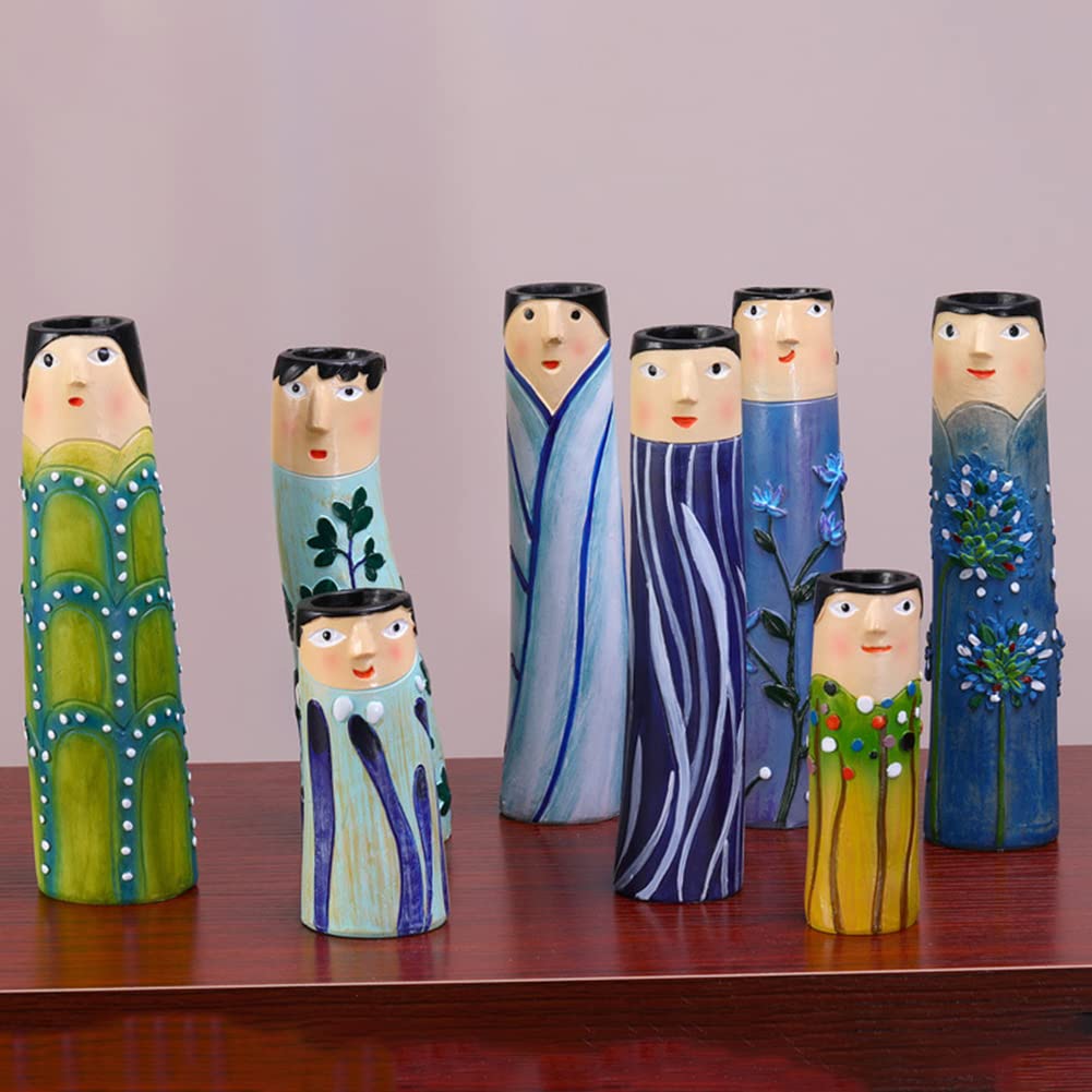 Primavera Famiglia Bud Vasi, Bohemian Resin Vase Boho Carino Shelf Decor, Carattere Vaso Flower Plant Holder Bagno Decor per Casa Decor Salotto