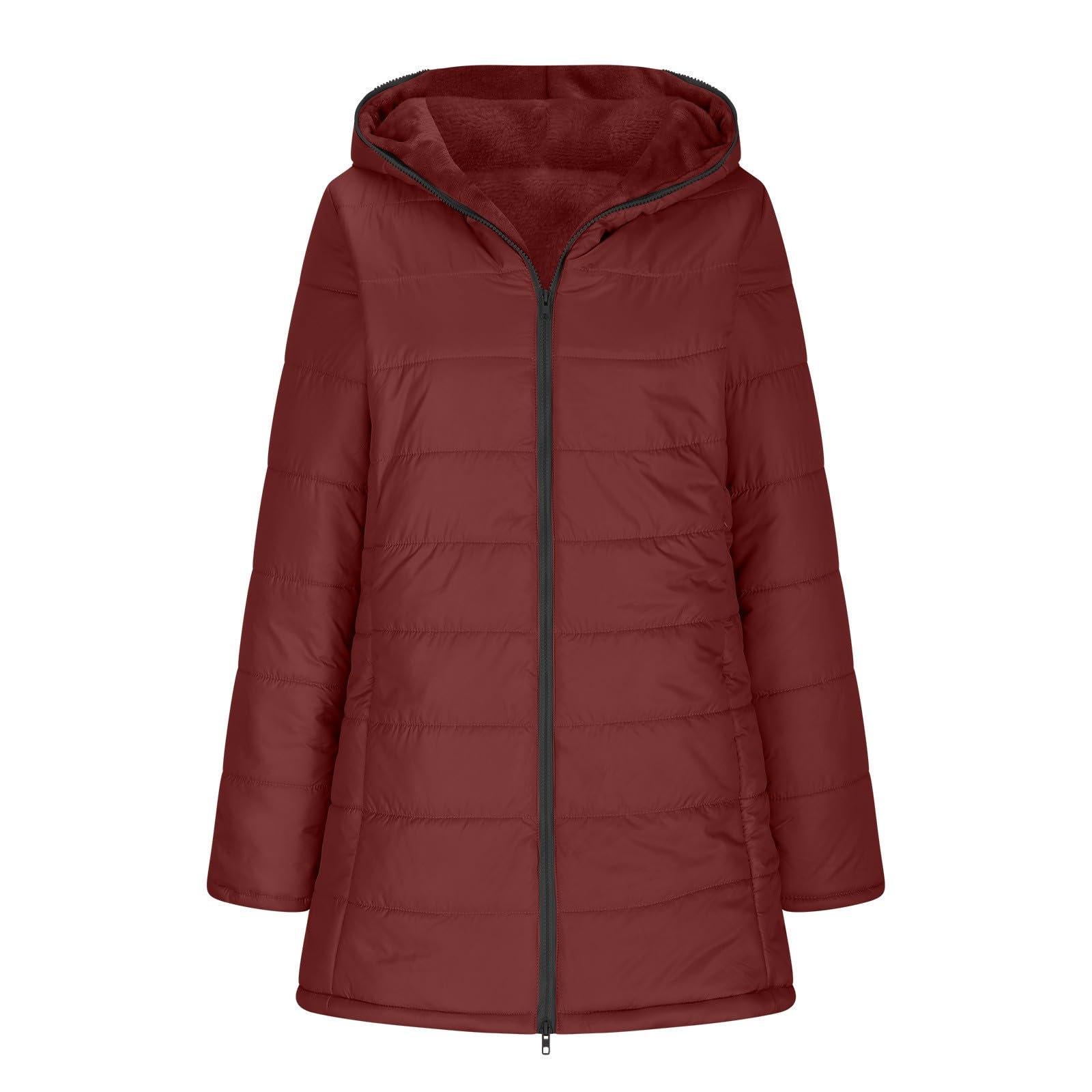Genérico Abrigo Mujer Invierno Acolchado,Chaqueta De Invierno De Manga Larga Con Cremallera Y Bolsillos Para Mujer