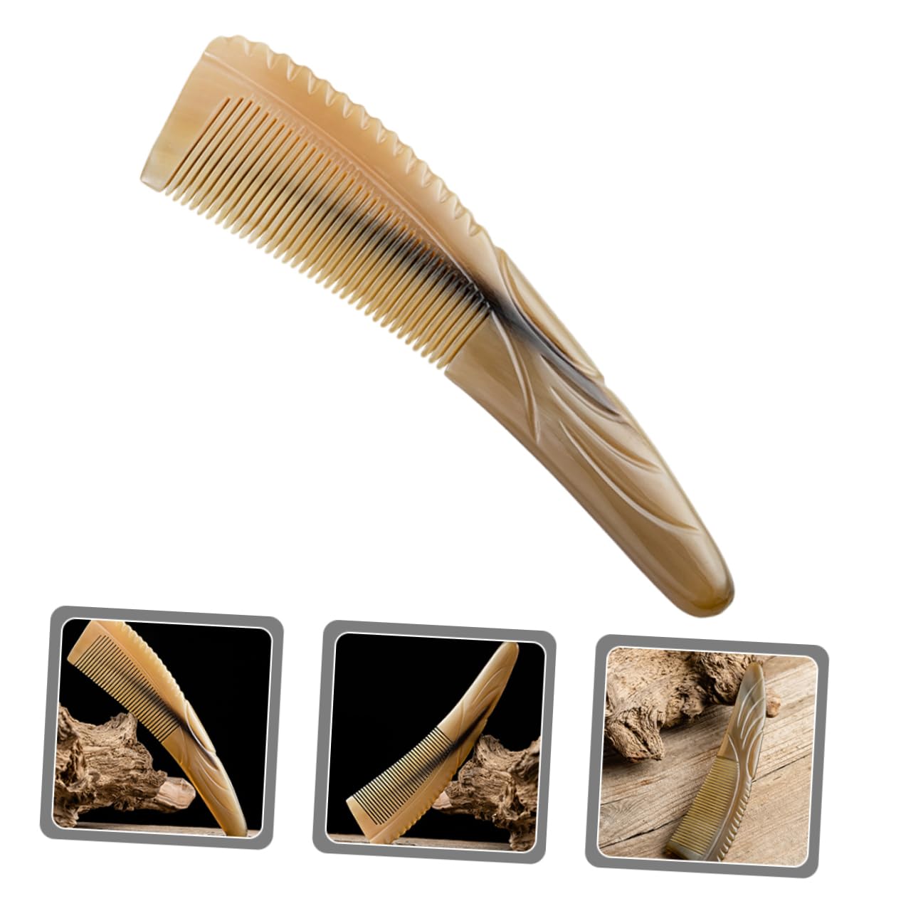 Healeved 3pièces Peigne De Massage Corne De Bœuf Peigne Démêlant Pour Hommes Et Femmes Anti-statique Naturel Et Pour Massage Relaxant Du Chevelu