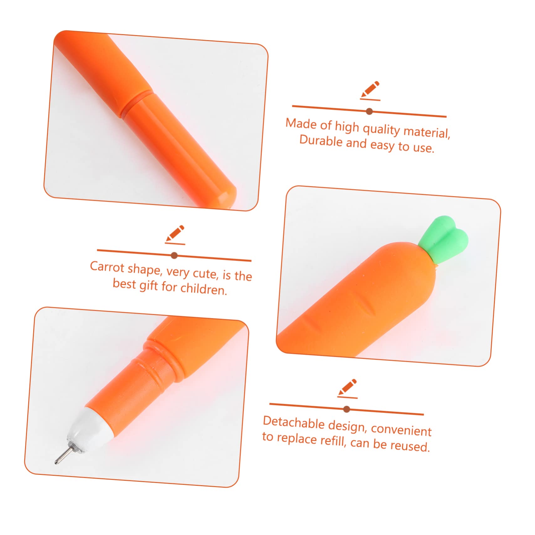 Lot De 12 Stylos À Encre Carotte Mignons Pour Fournitures Scolaires De Bureau