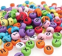 Vista 27 de 800 cuentas redondas blancas de letras del alfabeto acrílico de 4x7mm de la A a la Z, formas mixtas de plástico, cuentas sueltas a granel