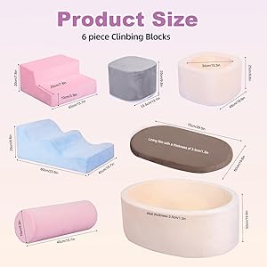 MIND&ACTION 6-Piece Toddler Clinbing Toys Indoor with Ball Pit, Climbing Toys for 1+ Year Old, Soft Play Set Baby Foam Blocks for Toddler 1-3 (Ball Not Included)