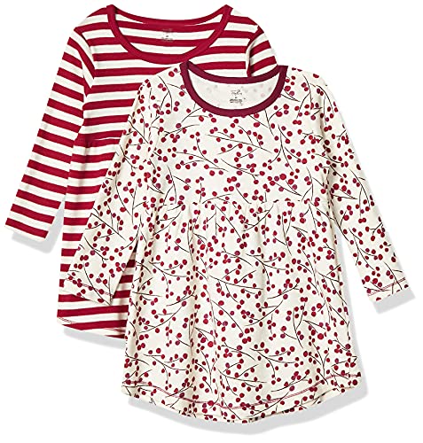 Touched by Nature Girls, Toddler, Baby and Womens Organic Cotton Short-Sleeve and Long-Sleeve Dresses, Berry Branch Long Sleeve, 9-12 Months