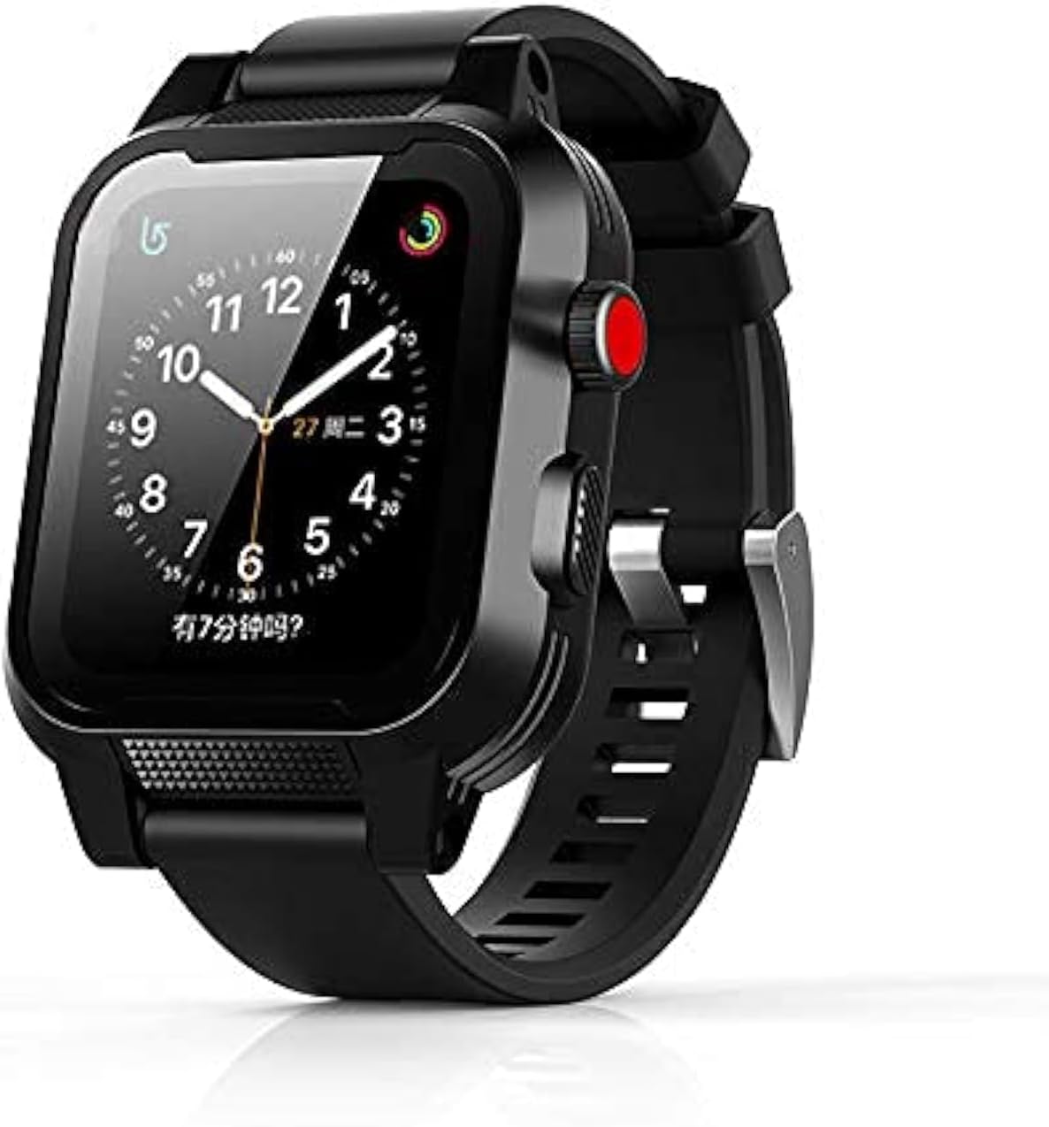 ShellBox Case for Apple Watch Case 38mm Series 3 & 2 Heavy Duty Shockproof IP68 Waterproof Impact Resistant iWatch Full Sealed Case with Soft Silicone Watch Band (Black)…