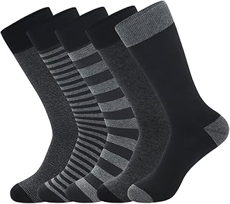 Men's Dress Socks 5 Pairs Mens Cotton Calf Business Formal Socks Soft Breathable Athletic Long Crew Casual Socks
