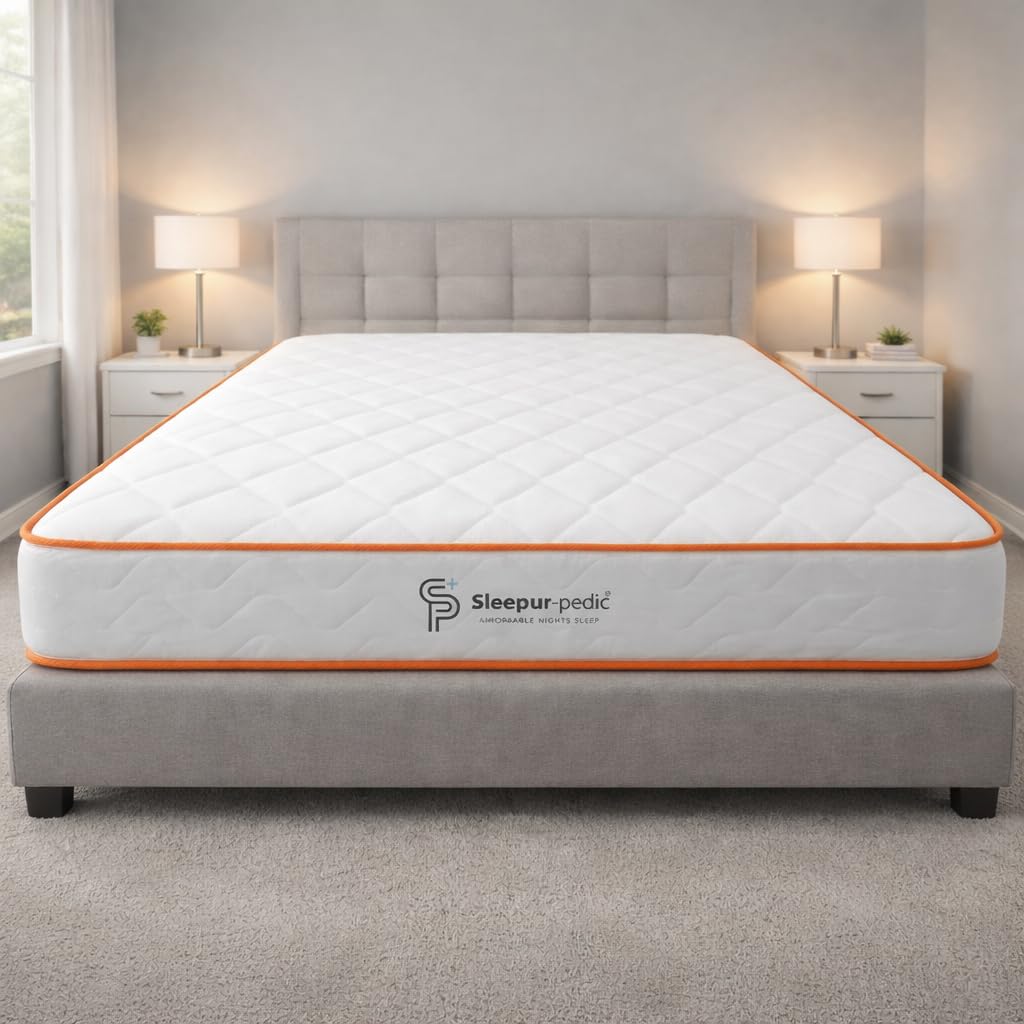 Single Mattress 90 X 190cm, Affordable 3ft Memory Infused Foam and Spring Mattress. Approx 7 inch/18cm Deep with Quilted CoolTouch Cover & Orange Tape Edge , Fire retardant, Soft-Med Firm Feel