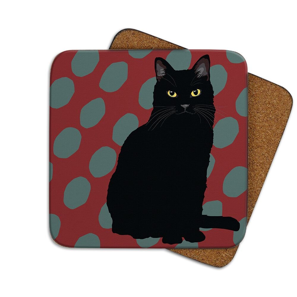 Leslie Gerry Animal Collection Black Cat Coaster