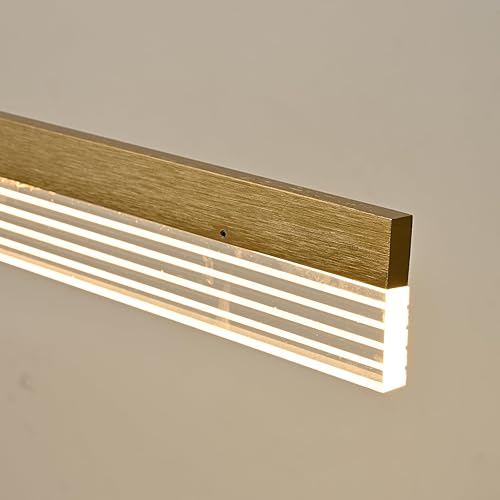 Miniatura 9 de Becailyer Candelabro LED moderno, regulable, lámpara colgante lineal, control remoto, colorbrillo, 3000-6000K, lámpara colgante ajustable para
