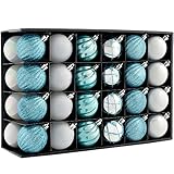 Hilo incluido WeRChristmas Juego Bolas inastillables para árbol de Navidad, Color Plateado, Azul y Blanco, 48 Piece