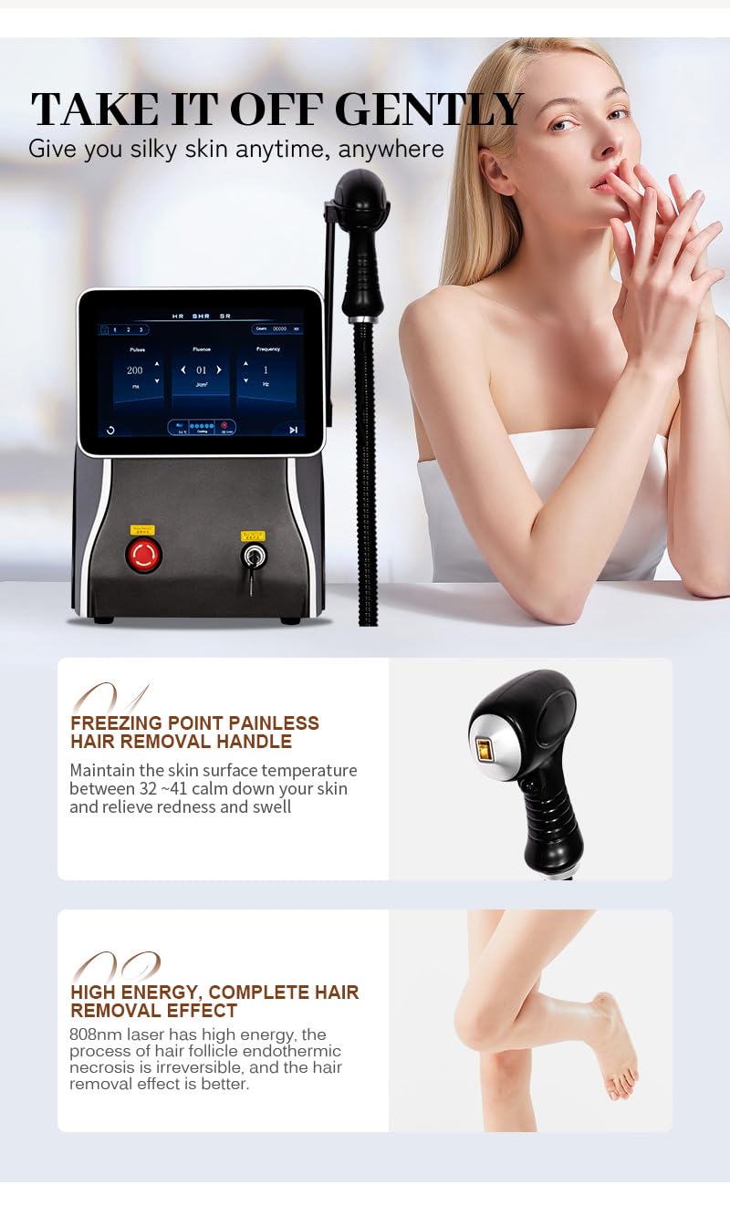 Ice Titanium 808 Diode Laser Hair Removal 3 Wavelength All Skin Freezing Point Painless Epilator Device