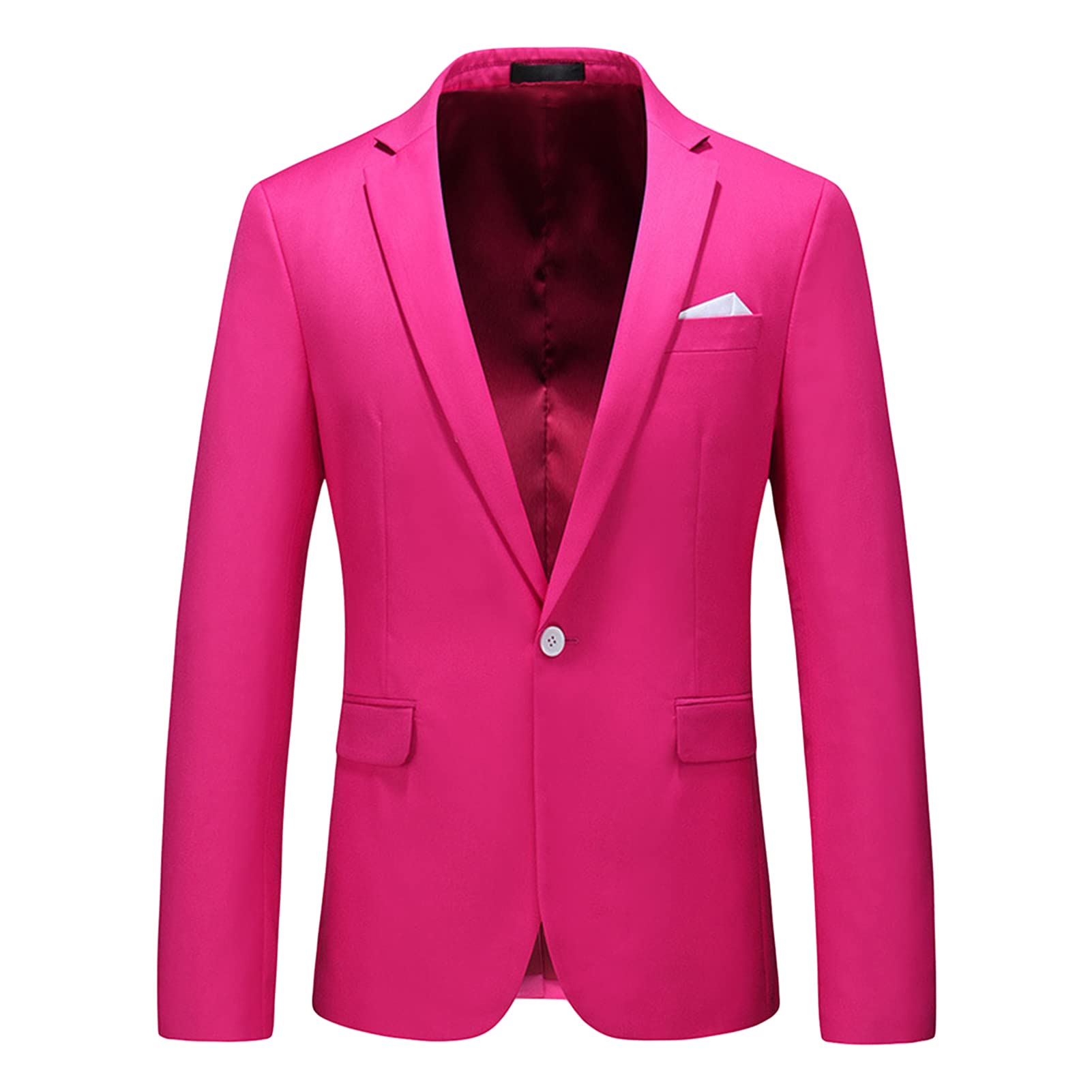 Men's Slim Fit Double Breasted Jacket Slim Fit Business Daily Prom Blazer Peak Lapel Groom Wedding Party Suit Coat (Rose Red,4X-Large)