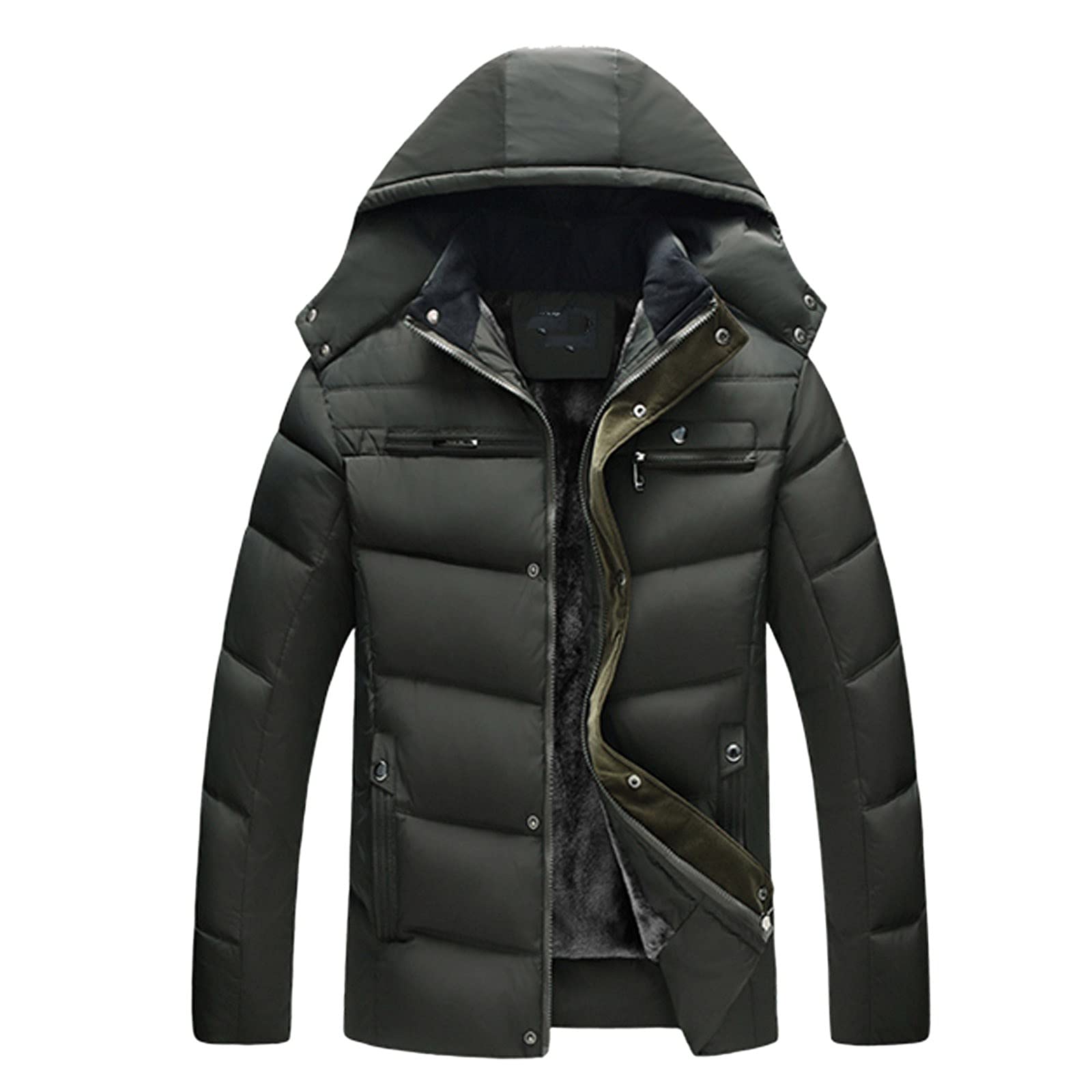 Generisch Giacca invernale da uomo invernale casual Thicken Plus velluto pane cappuccio usa e getta abbigliamento esterno stringhe giacca calda