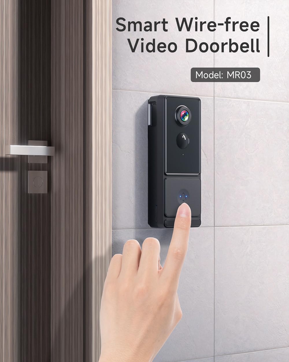 Campanello WiFi wireless esterno impermeabile 1080P IPX66 Campanello senza fili con telecamera Rilevazione Umana PIR Visione Notturna Prova di 7 giorni di archiviazione in cloud Supporta la scheda SD